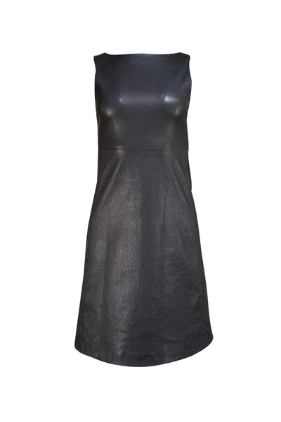 Theory - Black Lamb Leather Sleeveless Dress Sz 2 - Current Boutique