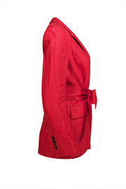 Loro Piana - Red Linen w/ Belt Blazer Sz 4 - Current Boutique