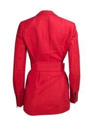 Loro Piana - Red Linen w/ Belt Blazer Sz 4 - Current Boutique
