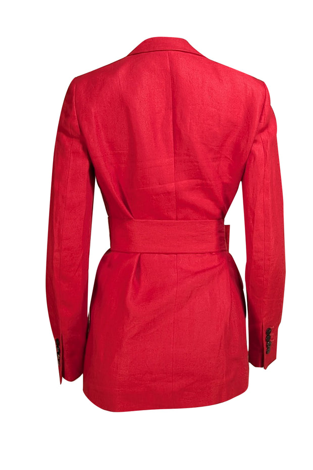 Loro Piana - Red Linen w/ Belt Blazer Sz 4 - Current Boutique