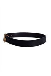 Gucci - Black Leather Brass Logo Belt Sz S