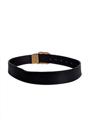 Gucci - Black Leather Brass Logo Belt Sz S