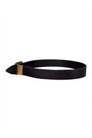 Gucci - Black Leather Brass Logo Belt Sz S