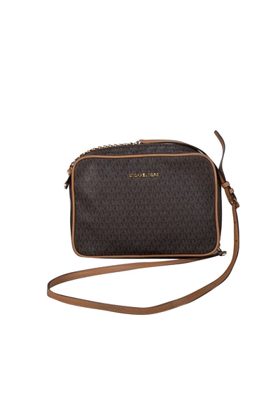 Michael Kors - Brown Monogram Print Crossbody Bag - Current Boutique