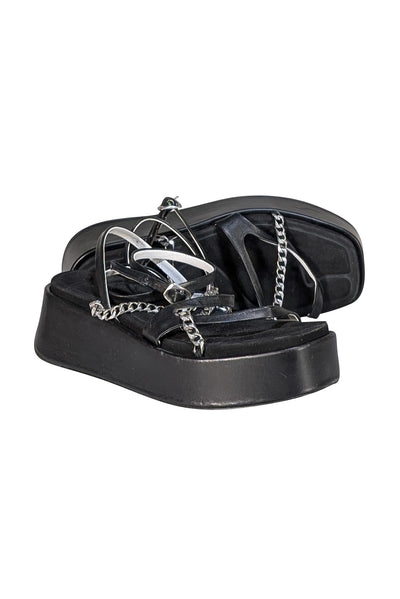 Rag & Bone - Black Platform Strappy Chain Sandals Sz 8 - Current Boutique
