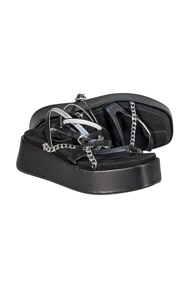 Rag & Bone - Black Platform Strappy Chain Sandals Sz 8 - Current Boutique