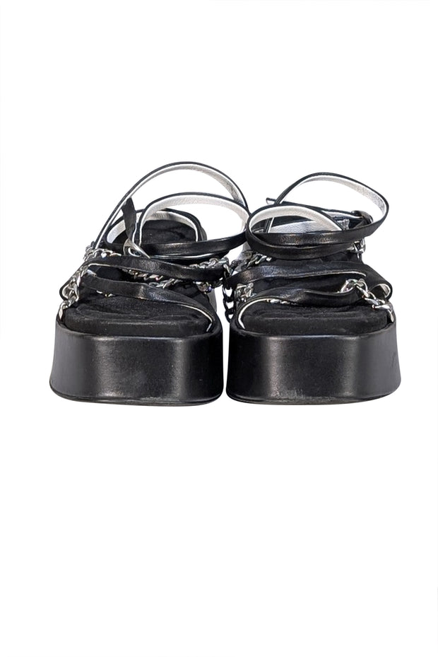 Rag & Bone - Black Platform Strappy Chain Sandals Sz 8 - Current Boutique