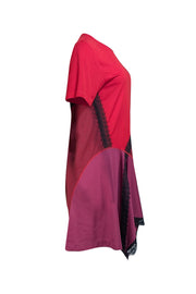 Koche - Red Colorblock Asymmetric Mini Shift Dress Sz 4 - Current Boutique