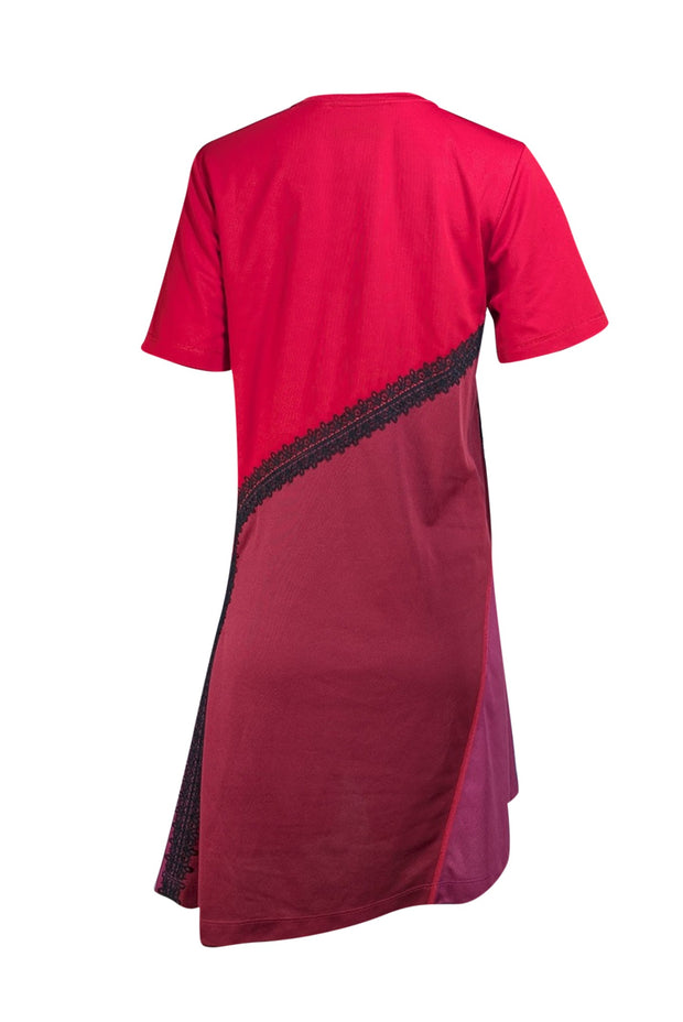Koche - Red Colorblock Asymmetric Mini Shift Dress Sz 4 - Current Boutique