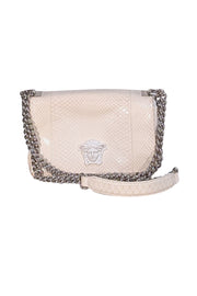 Versace - Ivory Snakeskin Front Flap Crossbody Bag
