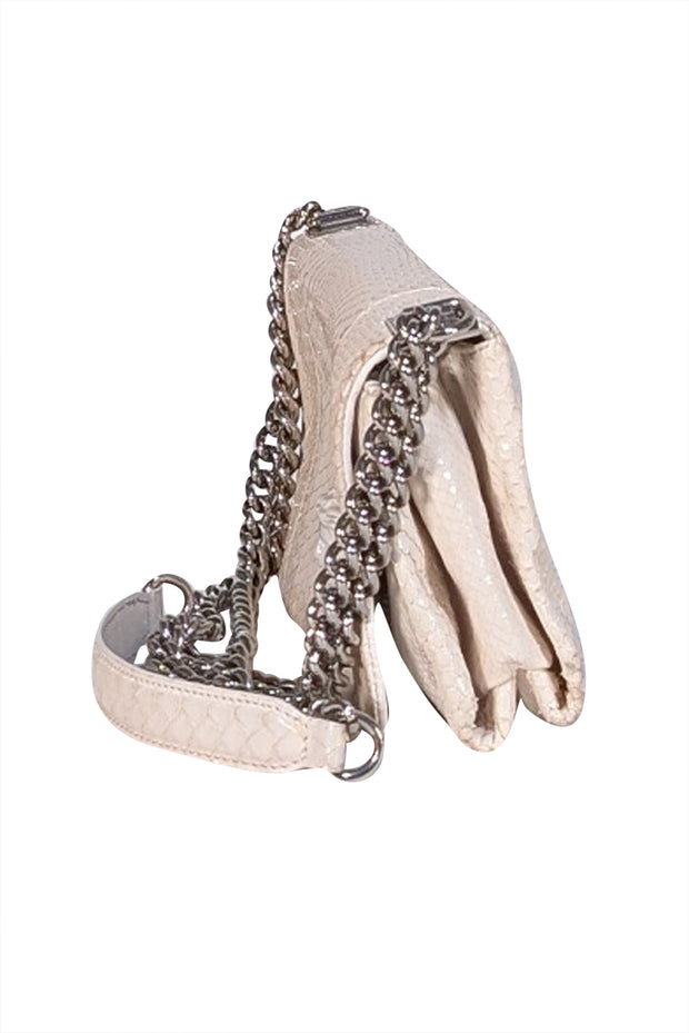 Versace - Ivory Snakeskin Front Flap Crossbody Bag