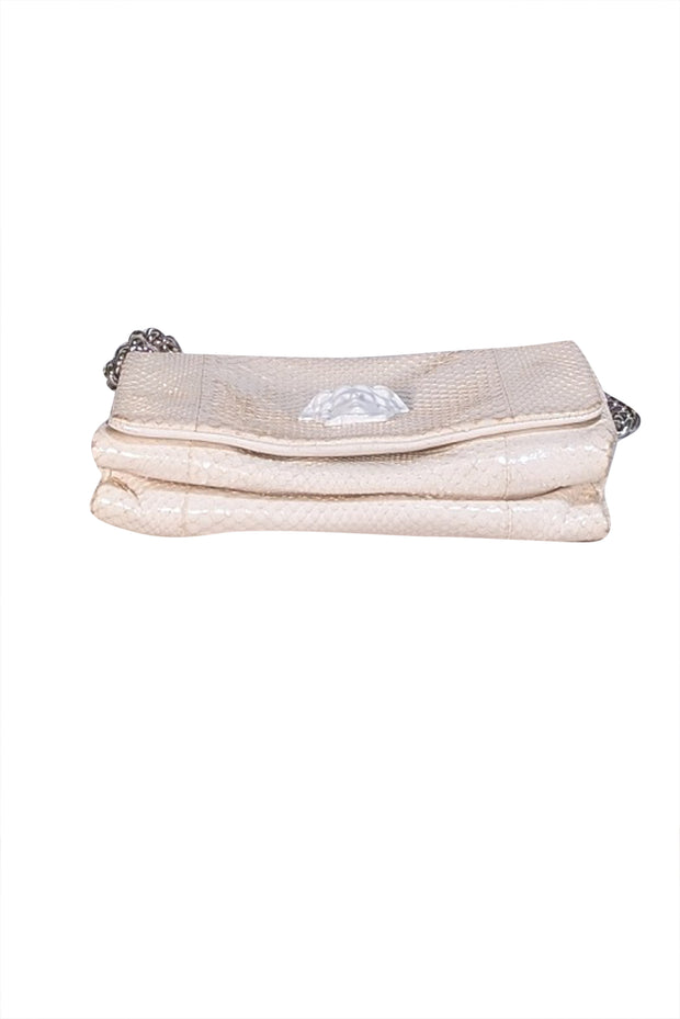Versace - Ivory Snakeskin Front Flap Crossbody Bag