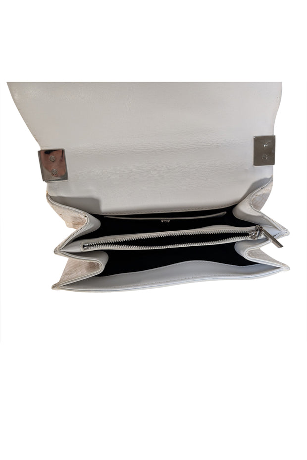 Versace - Ivory Snakeskin Front Flap Crossbody Bag