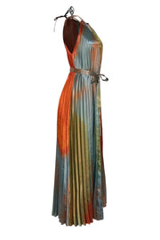Ulla Johnson - Green & Orange Pleated Maxi "Amiko Desert Topaz" Dress Sz 4 - Current Boutique