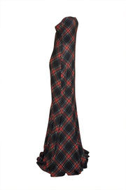 Norma Kamali - Black, Red, Green & Blue Plaid Strapless Maxi Dress Sz L