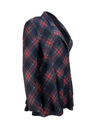 Norma Kamali - Black, Red, Green, & Blue Plaid Pullover Blazer Sz L