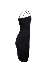 Jean Paul Gaultier - Black Brocade Textured Sleeveless Fitted Dress Sz S - Current Boutique