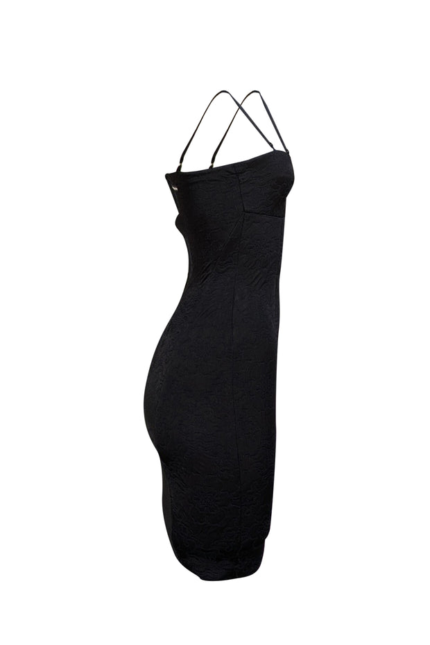 Jean Paul Gaultier - Black Brocade Textured Sleeveless Fitted Dress Sz S - Current Boutique