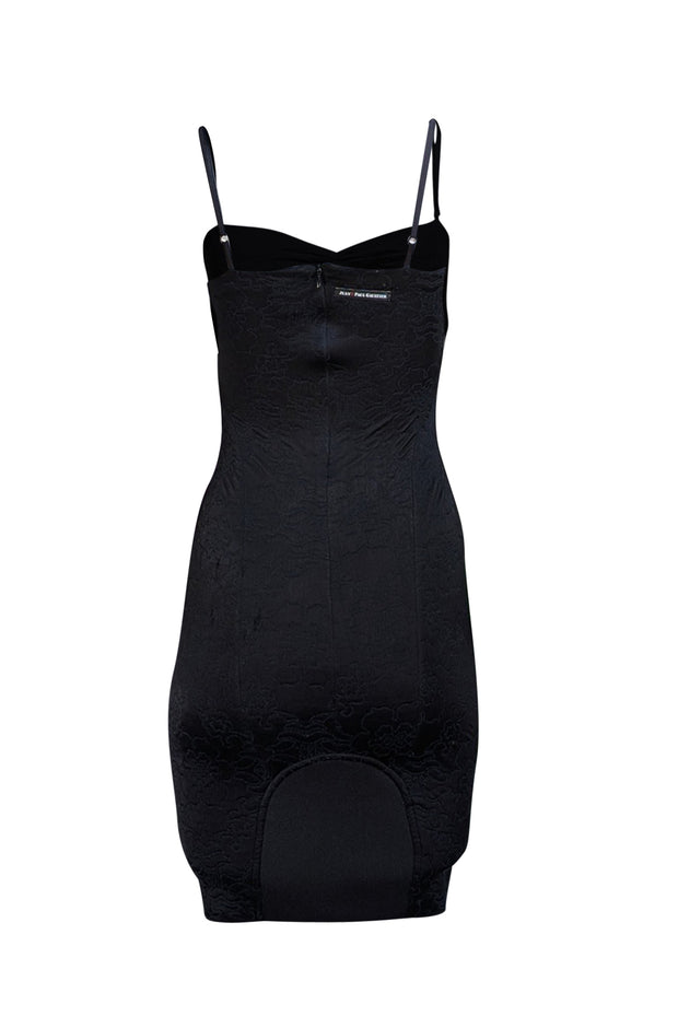 Jean Paul Gaultier - Black Brocade Textured Sleeveless Fitted Dress Sz S - Current Boutique