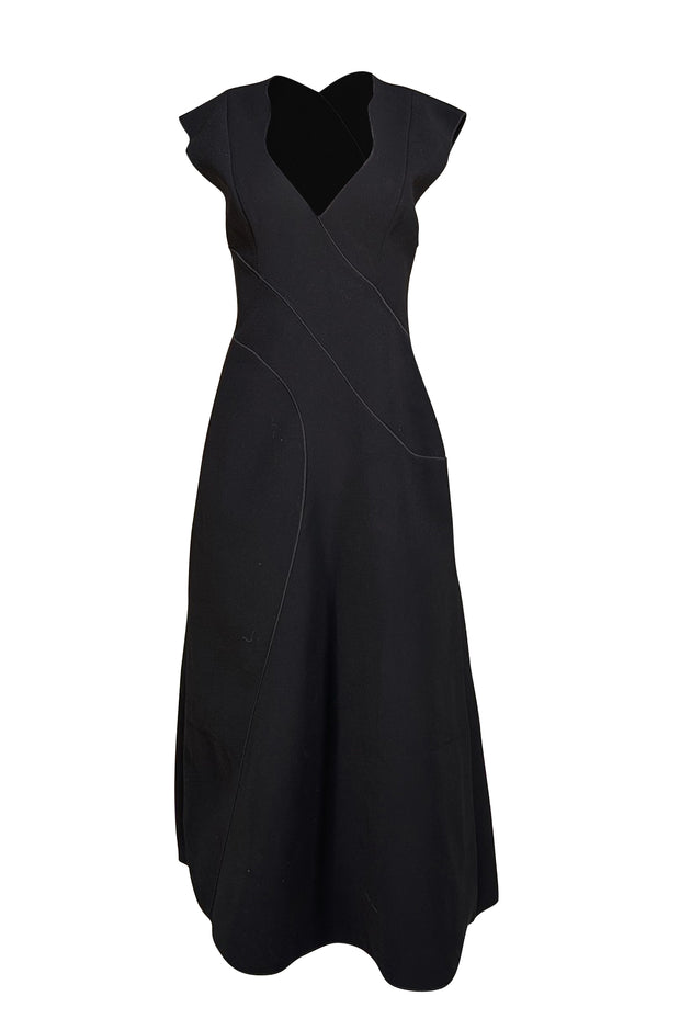 Acler - Black Sleeveless V-Neckline Midi Dress Sz 6 Acler - Black Sleeveless V-Neckline Midi Dress Sz 6