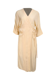 Haight - Butter Yellow Wrap Midi Dress Sz P - Current Boutique