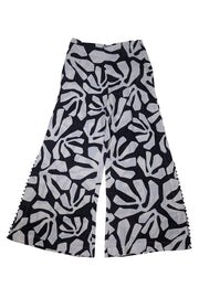 Pink Filosofy - Ivory & Black Print Hiroko Pants Sz L - Current Boutique