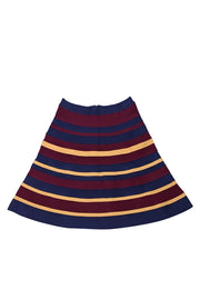 Herve Leger - Maroon, Navy, & Yellow Bandage Flared Skirt Sz S - Current Boutique