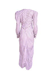 Ganni - Lavender Striped Puff Sleeve Cotton Maxi Dress Sz 4 - Current Boutique