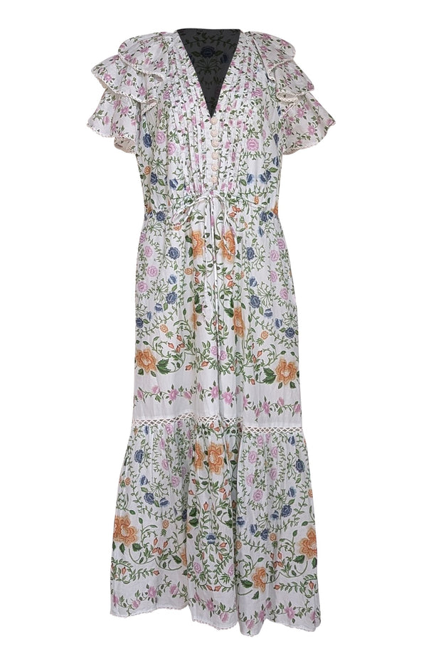 Farm Rio - White, Purple, & Green Floral Maxi Dress Sz XL - Current Boutique