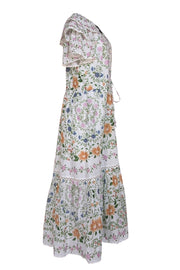 Farm Rio - White, Purple, & Green Floral Maxi Dress Sz XL - Current Boutique