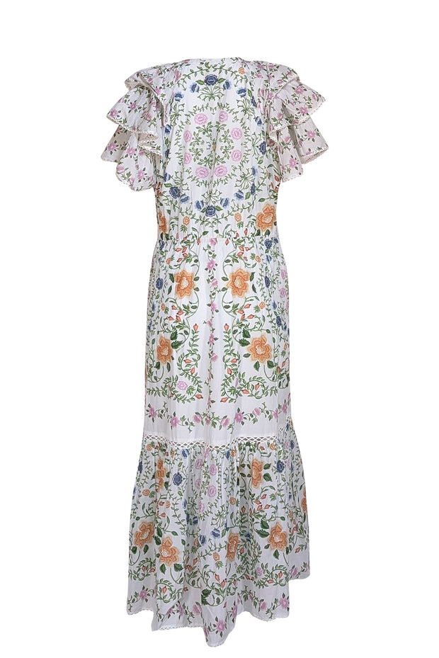 Farm Rio - White, Purple, & Green Floral Maxi Dress Sz XL - Current Boutique