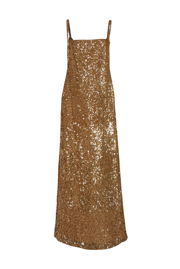 No Pise La Grama - Gold Sequin Sleeveless Midi Dress Sz 8 - Current Boutique
