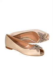 Aruna Seth - Ivory Satin Carrie Butterfly Flats Sz 10