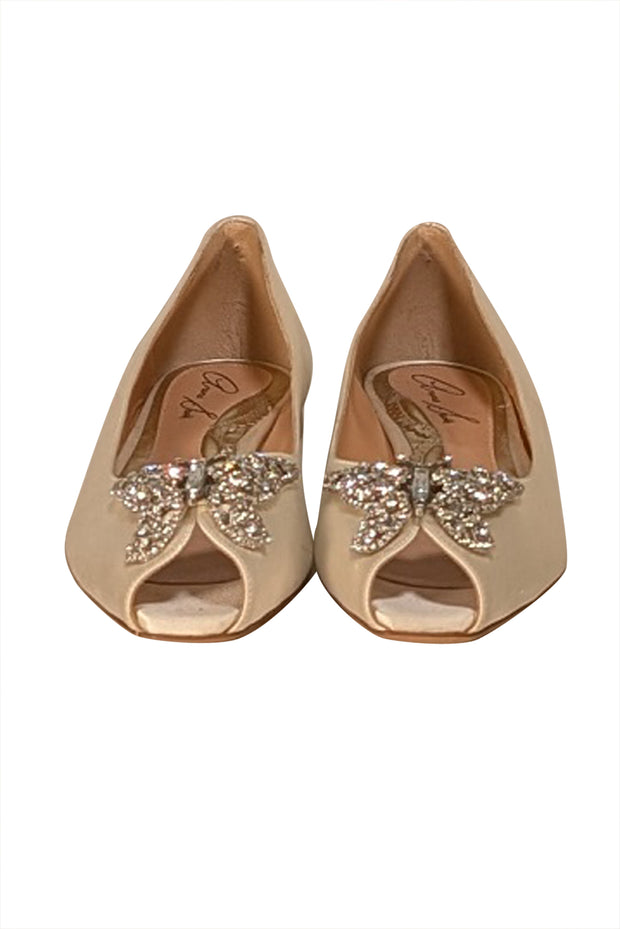 Aruna Seth - Ivory Satin Carrie Butterfly Flats Sz 10