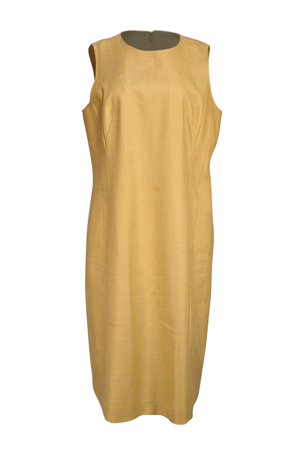 Lafayette 148 - Green Silk & Wool Blend Sleeveless Sheath Dress Sz 12 - Current Boutique