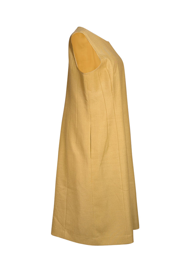 Lafayette 148 - Green Silk & Wool Blend Sleeveless Sheath Dress Sz 12 - Current Boutique