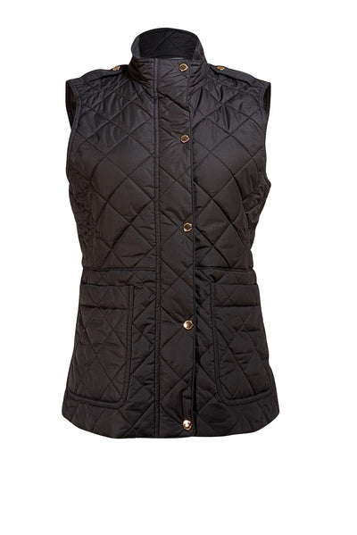 Burberry - Black Quilted Vest Sz M - Current Boutique