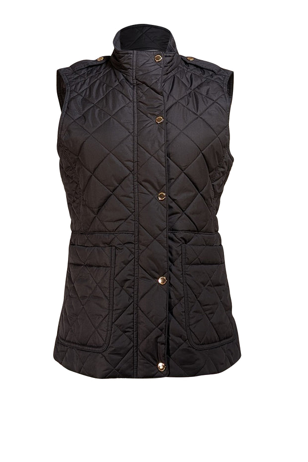 Burberry - Black Quilted Vest Sz M - Current Boutique