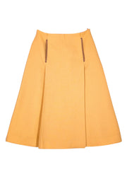 Prada - Yellow Wool Pleated Midi Skirt Sz 8