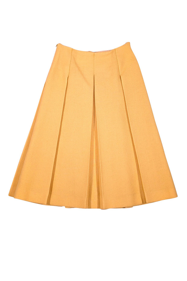 Prada - Yellow Wool Pleated Midi Skirt Sz 8