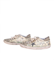 Golden Goose - Cream & Grey Graffiti Distressed Super Star Sneakers Sz 10 - Current Boutique