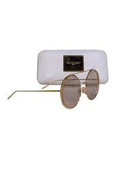 Boucheron - Gold Large Round Aviator Sunglasses - Current Boutique