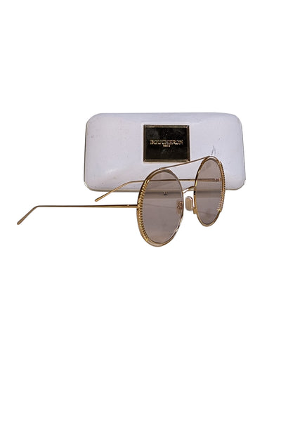 Boucheron - Gold Large Round Aviator Sunglasses - Current Boutique