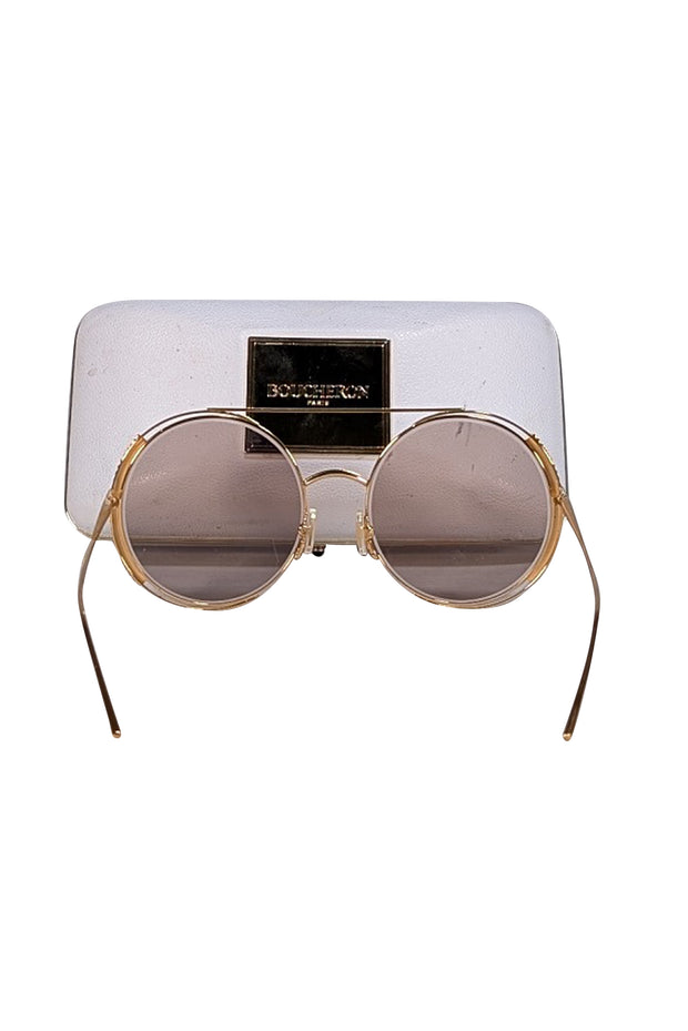 Boucheron - Gold Large Round Aviator Sunglasses - Current Boutique