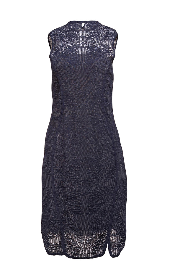 Christian Dior - Navy Lace Mini Dress Sz 6 - Current Boutique