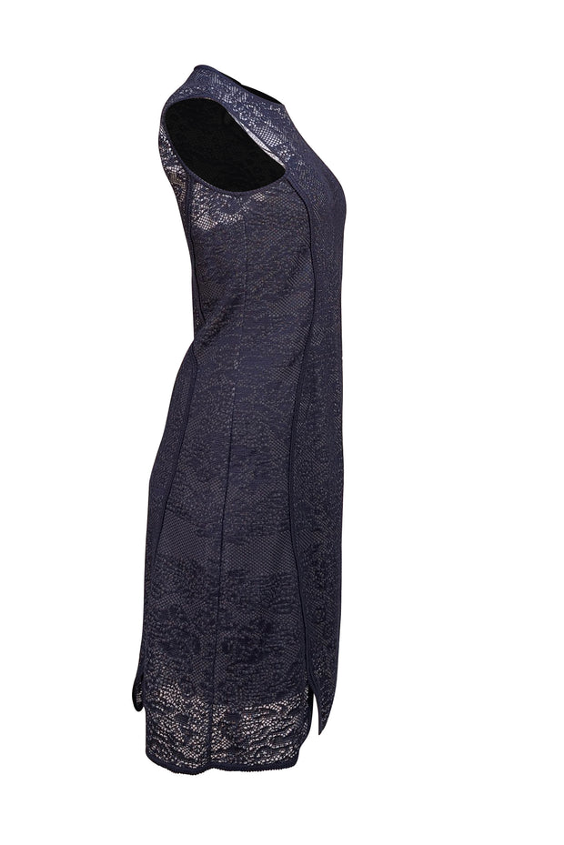 Christian Dior - Navy Lace Mini Dress Sz 6 - Current Boutique