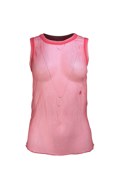 Helmut Lang - Hot Pink Sheer Tank Top Sz M - Current Boutique