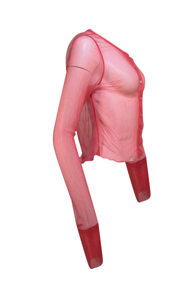 Helmut Lang - Hot Pink Sheer Cardigan Sz M - Current Boutique