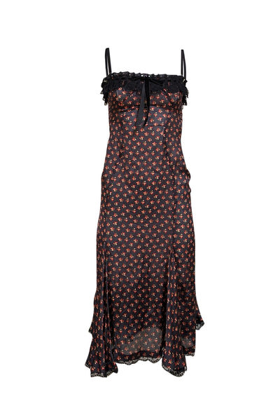 Dolce & Gabbana- Black w/ Red Cherry Print Slip Dress Sz 2 - Current Boutique