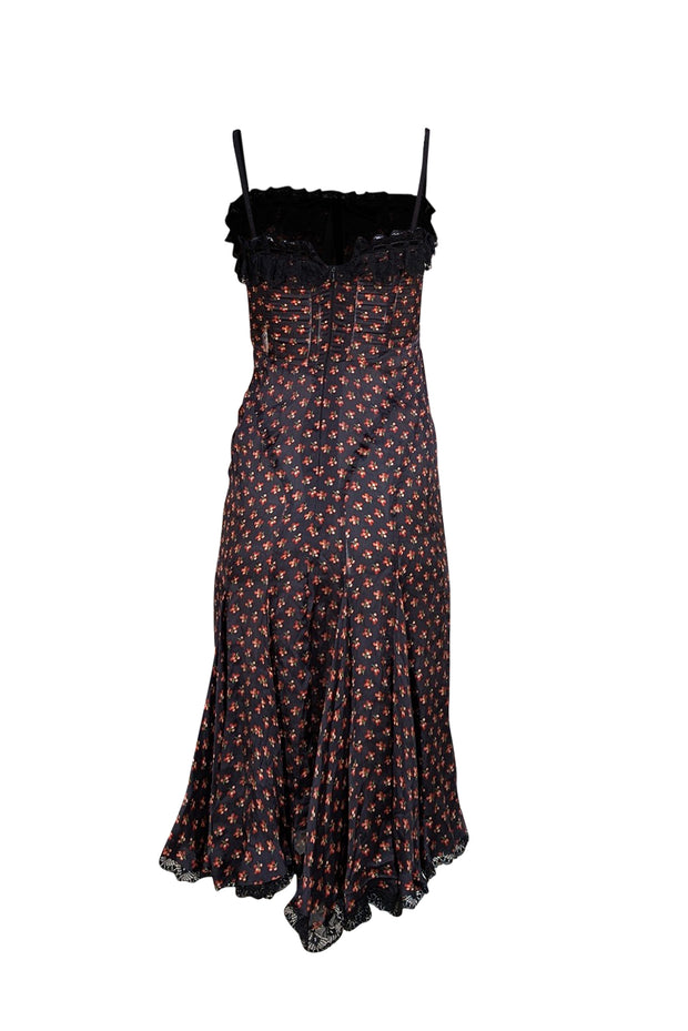 Dolce & Gabbana- Black w/ Red Cherry Print Slip Dress Sz 2 Dolce & Gabbana- Black w/ Red Cherry Print Slip Dress Sz 2